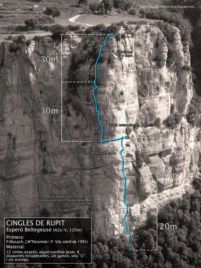 Ressenya de la via Esperó Beltegeuse als Cingles de Rupit